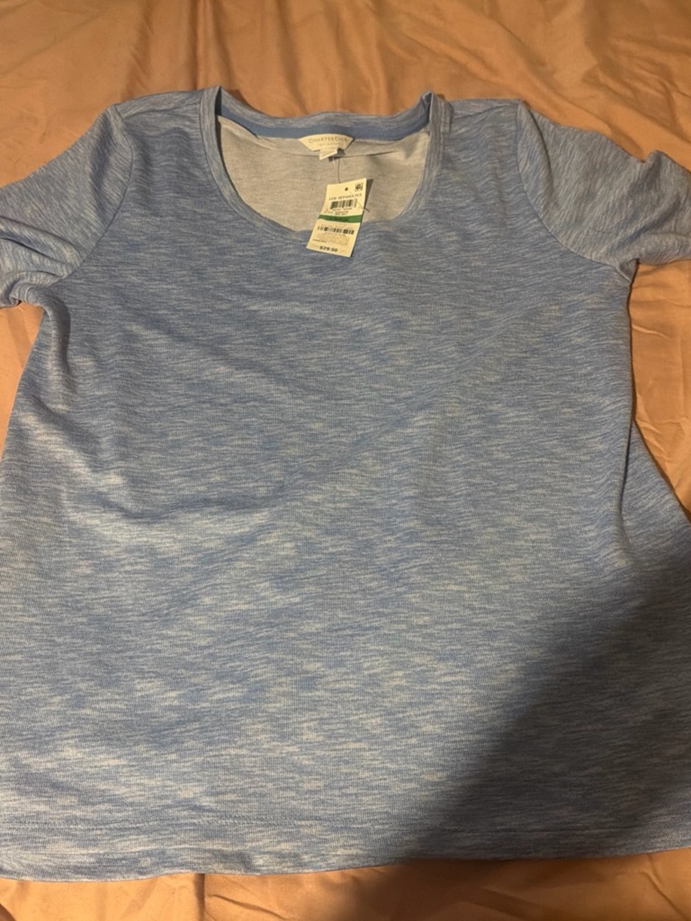 Charter Club Heathered Sky Blue Short Sleeve Tee